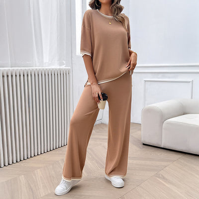 Conjunto de 2 Piezas: Blusa Suelta de Punto con Contraste + Pantalón - Image 6