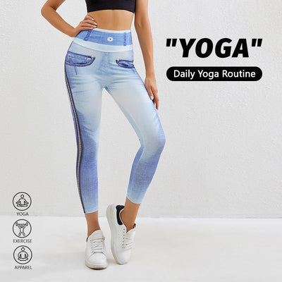 Pantalones de Yoga Denim Melocotón para Mujer - Image 2