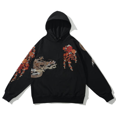 Sudadera con Capucha Bordada Dragón Estilo Industrial para Hombre - Image 7