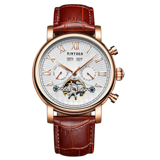 Reloj Mecánico Automático para Hombre en Cuero Auténtico con Diseño Calado - Image 4