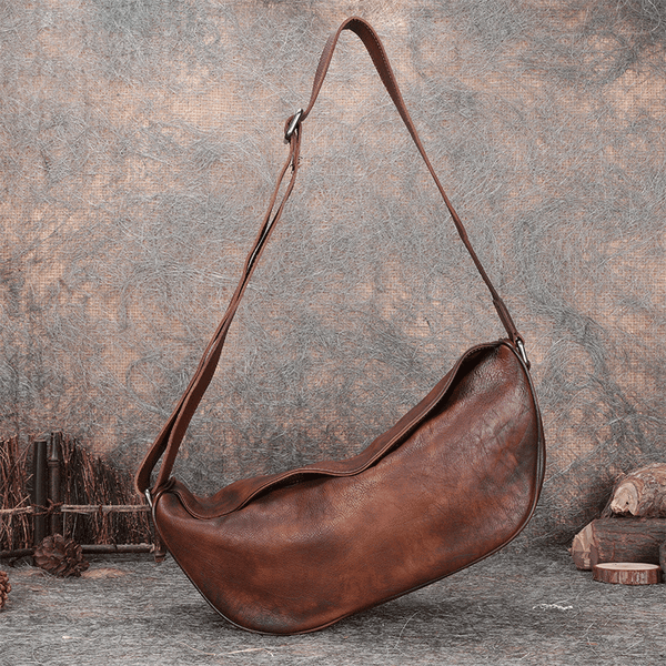 Bolsa Mensajera de Cuero Retro con Solapa - Estilo Casual