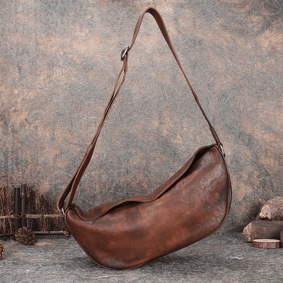 Bolsa Mensajera de Cuero Retro con Solapa - Estilo Casual
