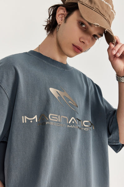 Camiseta Holgada Lavada Efecto Brillante para Hombre - Image 7