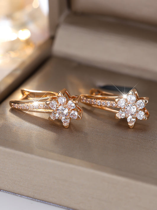 Aretes de Circón Floral con Diamantes Completos - Diseño Europeo de Alta Gama - Image 8