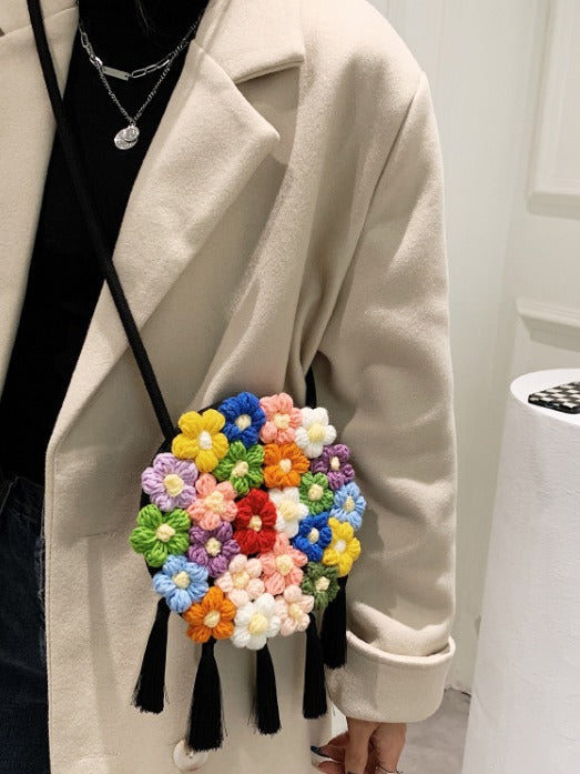 Bolsa Redonda Étnica Esponjosa para Mujer - Diseño Floral 2025 - Image 5