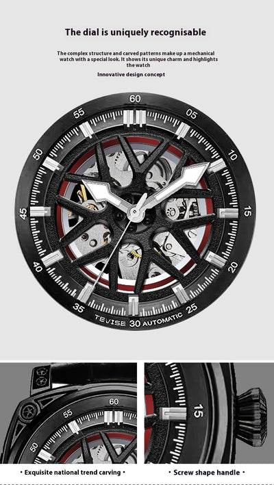 Reloj Automático de Acero Inoxidable con Correa de Cuero para Hombre - Image 10