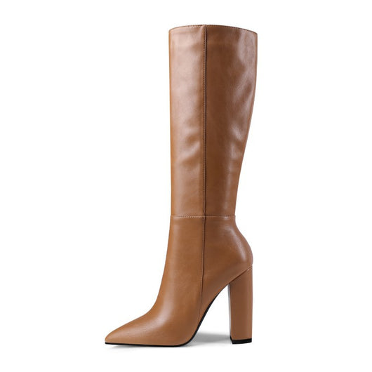 Botas Altas de Tacón Grueso Punta Afilada para Otoño e Invierno - Image 9