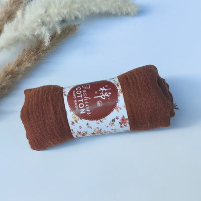 Pañuelo de Algodón y Lino Arrugado Monocromático - Image 76