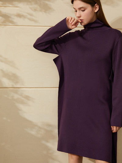 Vestido Suéter Cuello Alto Tejido Suelto para Otoño e Invierno - Image 10