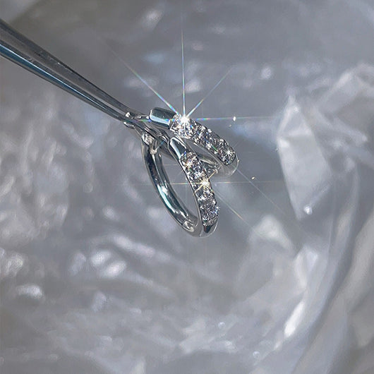 Aretes de Clip Geométricos con Circonita y Diamantes de Imitación para Mujer - Image 2