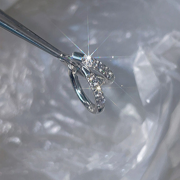 Aretes de Clip Geométricos con Circonita y Diamantes de Imitación para Mujer