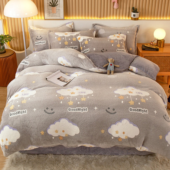Juego de Sábanas de Franela Coral Fleece con Funda de Almohada
