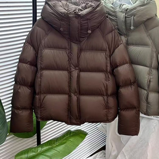 Chaqueta Acolchada Suelta con Capucha - Colores Sólidos Otoño Invierno - Image 2