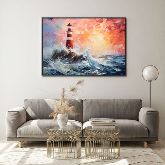 Cuadro Abstracto Moderno Faro en Lienzo - Arte Decorativo Enrollado sin Marco