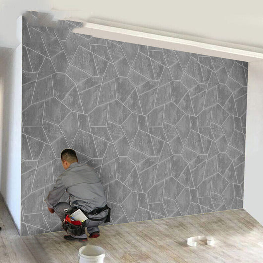 Papel Tapiz 3D Geométrico en Terciopelo Gris Ante - Image 4