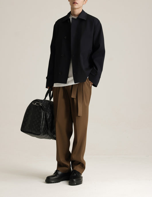 Abrigo Ejecutivo de Cuello Vuelto con Mezcla de Tela Twill para Hombre - Image 30