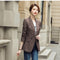 Blazer Cuadros Café Mujer Corte Relajado Otoño