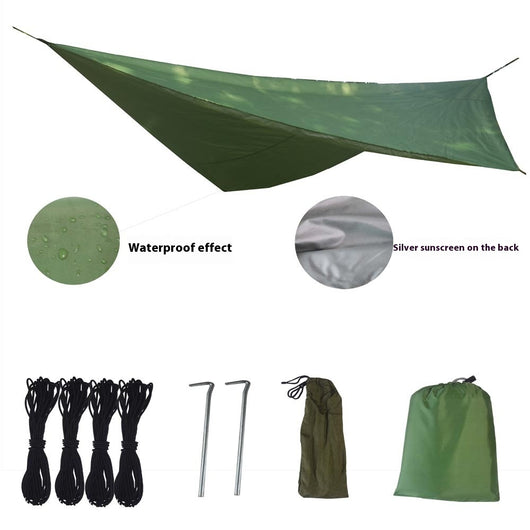Hamaca de Camping Aérea con Red Antimosquitos y Toldo Impermeable 270×270cm - Image 2
