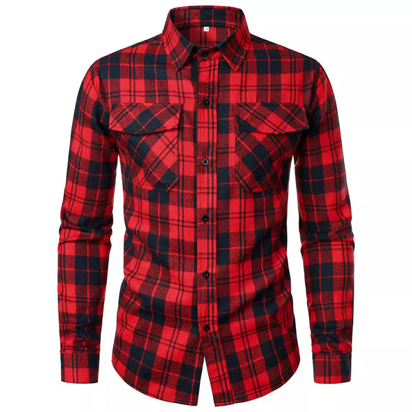 Camisa Manga Larga Cuadros con Solapa - Estilo Casual Moderno