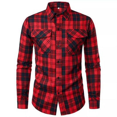 Camisa Manga Larga Cuadros con Solapa - Estilo Casual Moderno