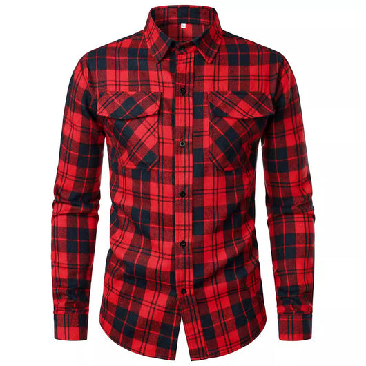 Camisa Manga Larga Cuadros con Solapa - Estilo Casual Moderno