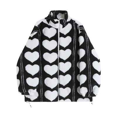 Chaqueta Puffer de Lana de Cordero con Patrón de Corazones