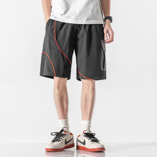 Pantalones Cortos Overol a Rayas Contrastadas - Diseño Suelto y Casual