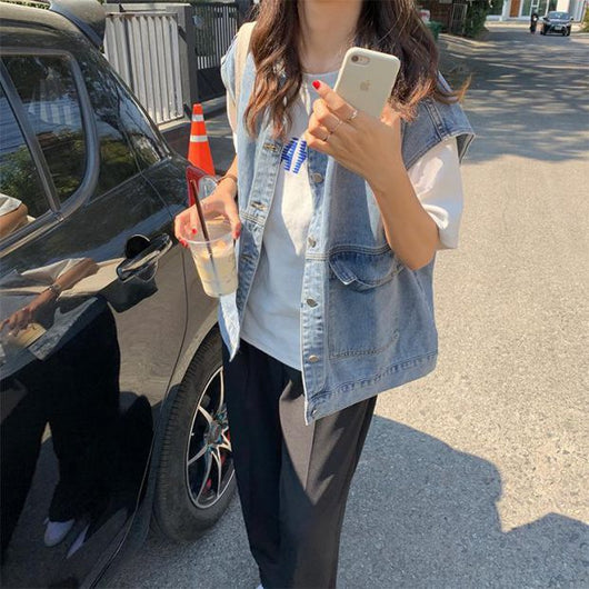 Chaleco Denim Suelto sin Mangas para Mujer - Estilo Coreano Primavera - Image 23