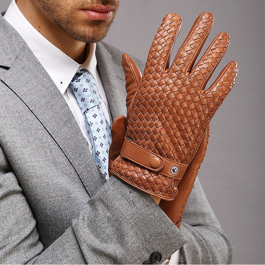 Guantes Tejidos de Cuero para Hombre - Otoño e Invierno - Image 4