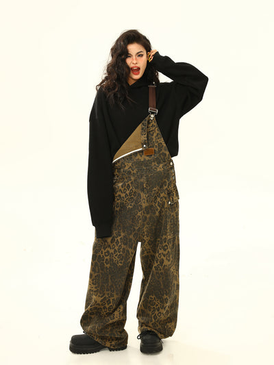 Pantalón Cargo Leopardo con Tirantes Ancho Pierna Suelta - Image 14