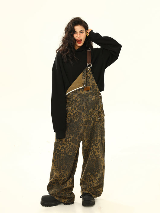 Pantalón Cargo Leopardo con Tirantes Ancho Pierna Suelta - Image 14