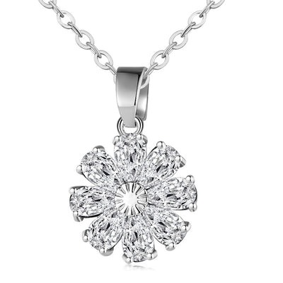 Collar y Aretes de Diamante Floral con Circón y Cobre - Image 10