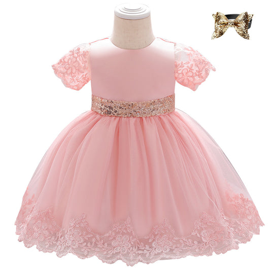 Vestido de Niña de un Año Dama de Honor Floral - Image 2