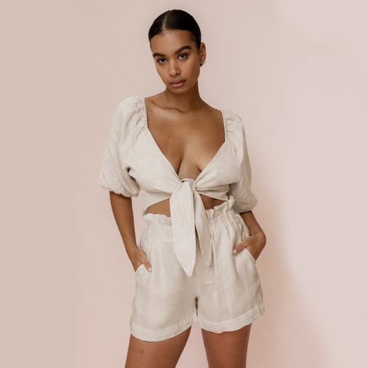 Conjunto Casual Mujer: Cardigan Lanterna Manga Ancha + Short Wide Leg con Bolsillos - Image 27