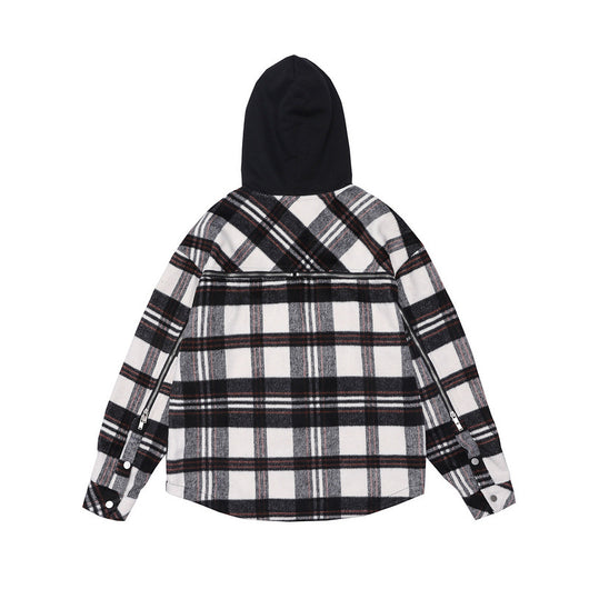 Chaqueta Flanela Acolchada con Capucha - Diseño Colorblock a Cuadros - Image 10