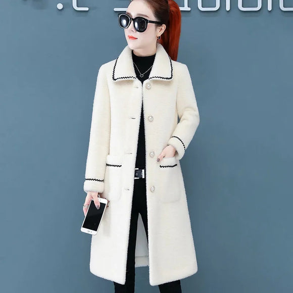 Abrigo de Felpa Faux Mink de Largo Medio para Mujer