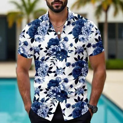 Camisa Casual Hawaiana con Estampado Floral 3D para Hombre - Image 6