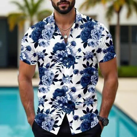 Camisa Casual Hawaiana con Estampado Floral 3D para Hombre - Image 6