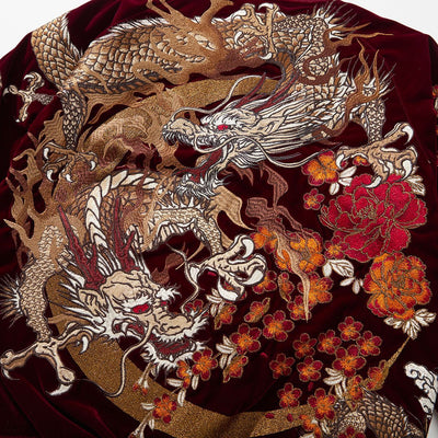 Chaqueta Beisbolera Hombre con Bordado de Dragones y Perla - Image 4