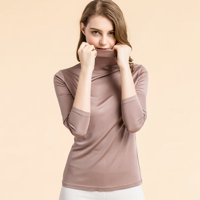 Blusa de Cuello Alto en Seda - Pullover Manga Larga para Mujer - Image 13