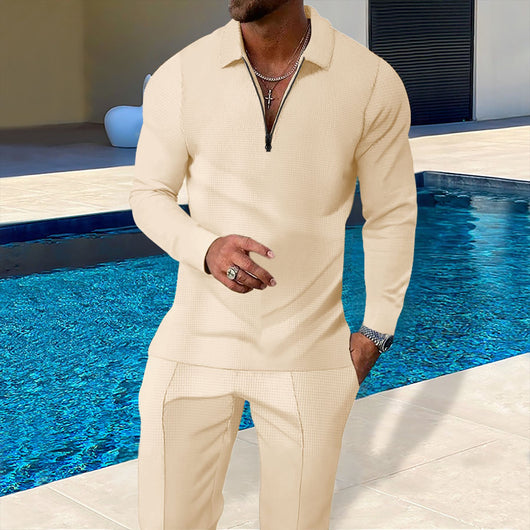 Traje Casual Completo para Hombre con Textura Waffle y Cierre - Image 15