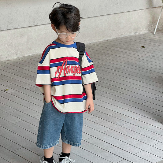 Playera Infantil de Rayas Cuello Redondo - Casual y Cómoda