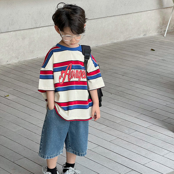 Playera Infantil de Rayas Cuello Redondo - Casual y Cómoda