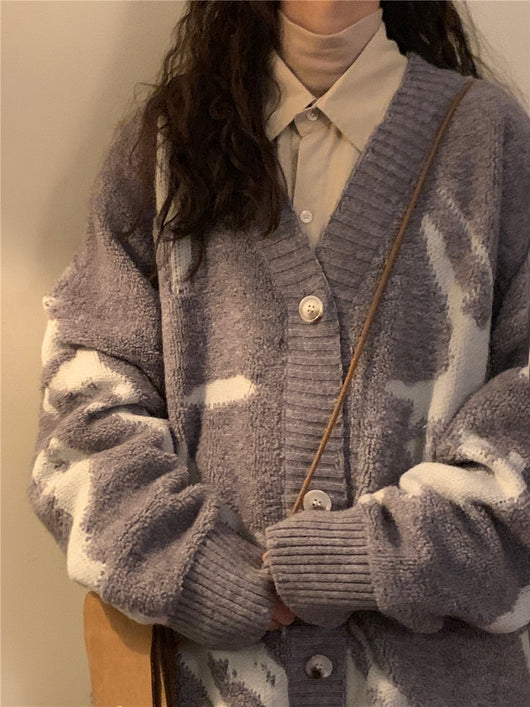 Cardigan Vintage Americano Oversized para Invierno - Image 4