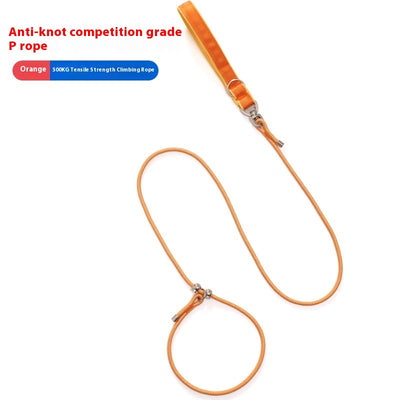 Red anti-knot competition grade P rope dog leash with a padded handle and metal hardware. - Image 6