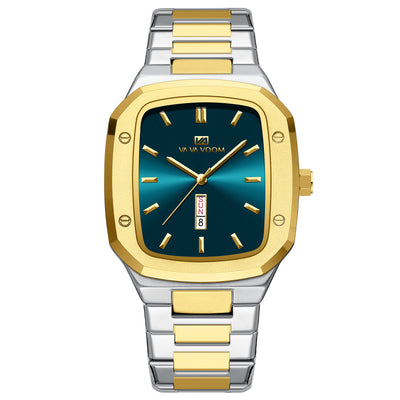 Reloj Ejecutivo Rectangular de Acero con Doble Calendario para Hombre - Image 5