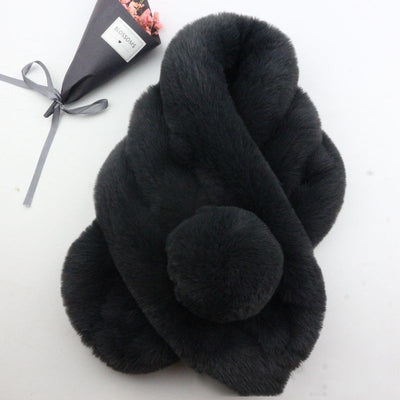 Bufanda de Piel de Conejo Invierno Coreano para Mujer - Image 11