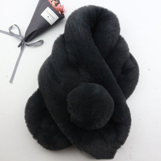 Bufanda de Piel de Conejo Invierno Coreano para Mujer - Image 11