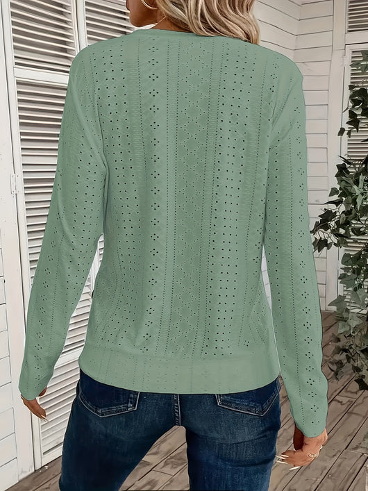 Suéter Casual de Cuello Redondo y Manga Larga para Mujer - Image 11