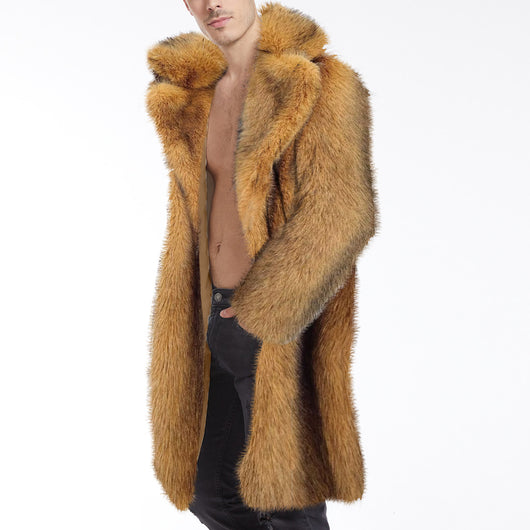 Abrigo Largo de Piel Sintética para Hombre - Estilo Europeo y Americano - Image 10